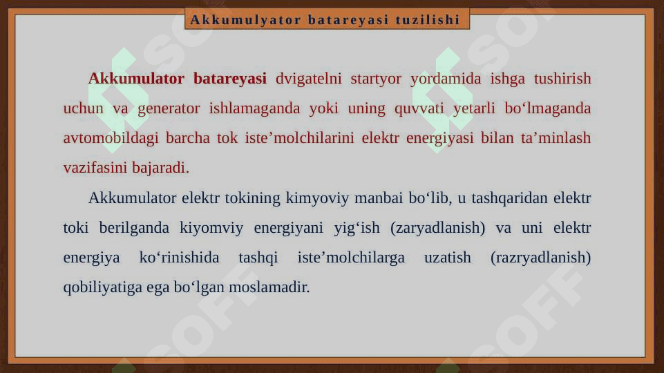 Avtomobil akkumulyator batareyasining tuzilishi 2