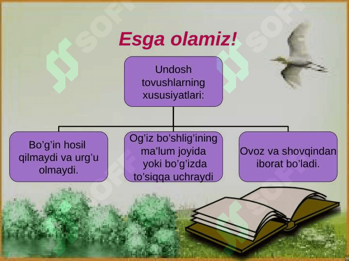 Undosh tovushlar yuzasidan o’tilganlarni takrorlash 2