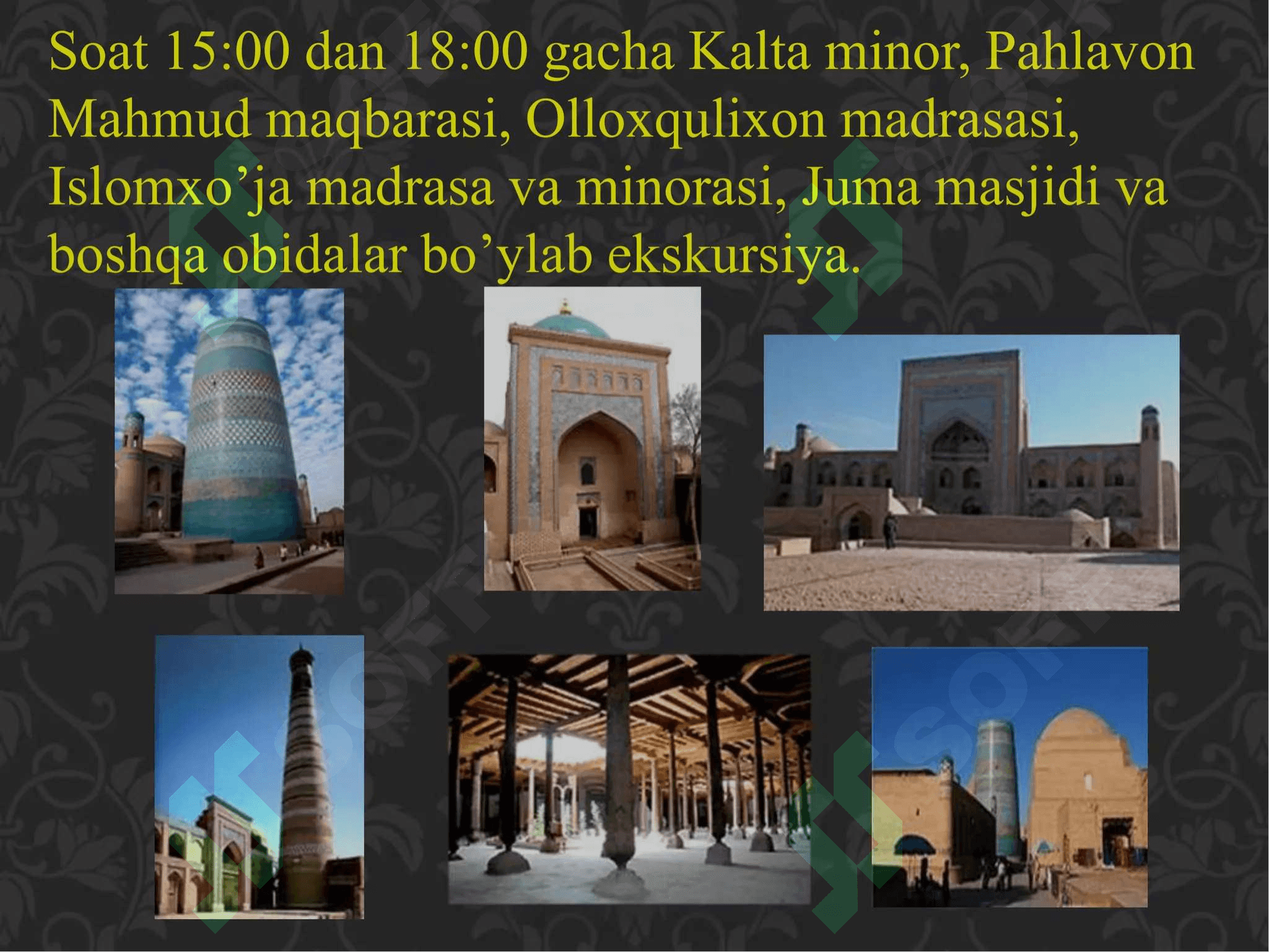 Ekskursiya xizmati marshuritini tayyorlash 8