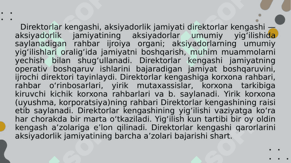 Direktorlar kengashining vazifalari 3
