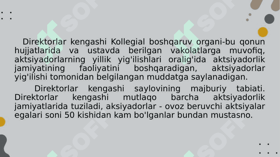 Direktorlar kengashining vazifalari 5