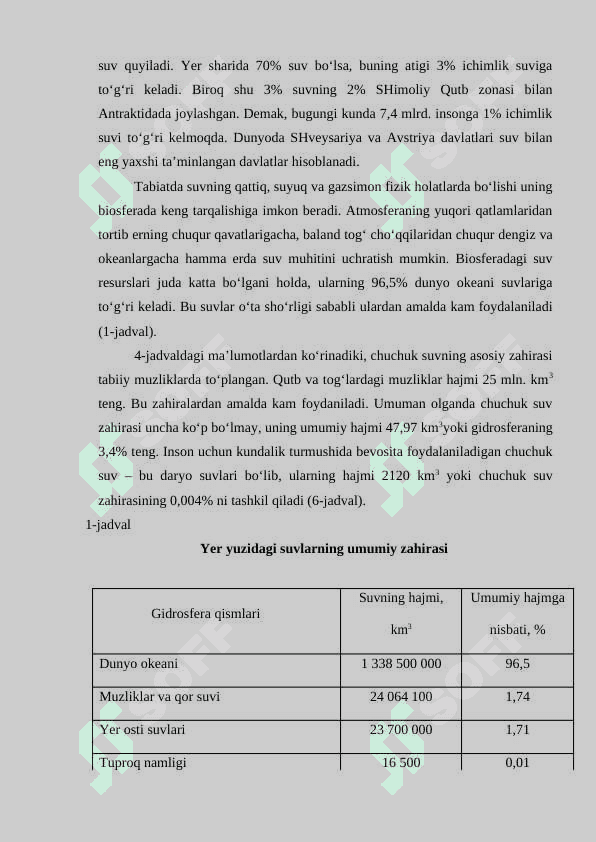 Suv resurslarini muhofaza qilish va ulardan samarali foydalanish 5