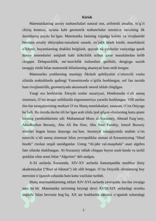 YOZMA HISOBLASH ALGORITMINI OʻRGATISH 2