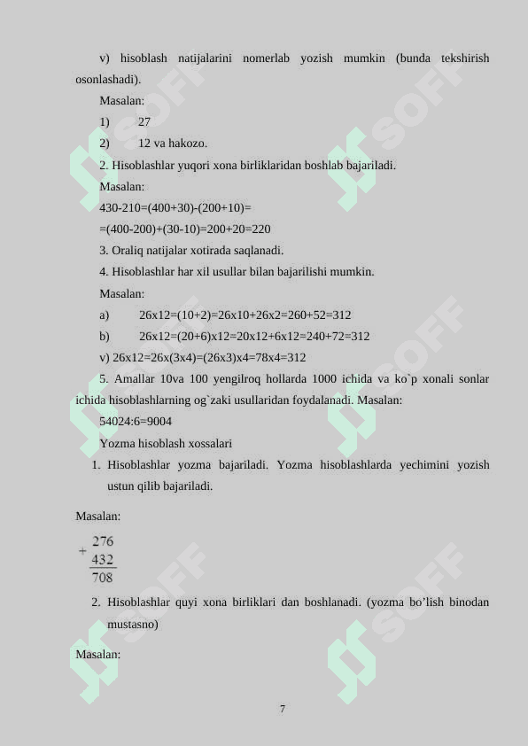 YOZMA HISOBLASH ALGORITMINI OʻRGATISH 7