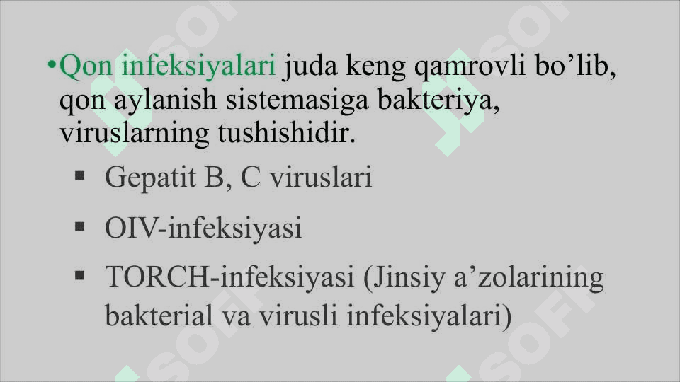 Qon infeksiyalari. JYOYUK 3