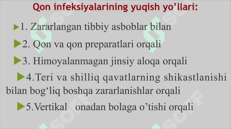 Qon infeksiyalari. JYOYUK 4