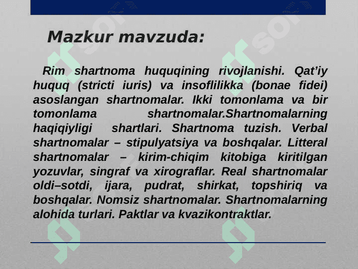 RIM HUQUQIDA   ShARTNOMALAR 2