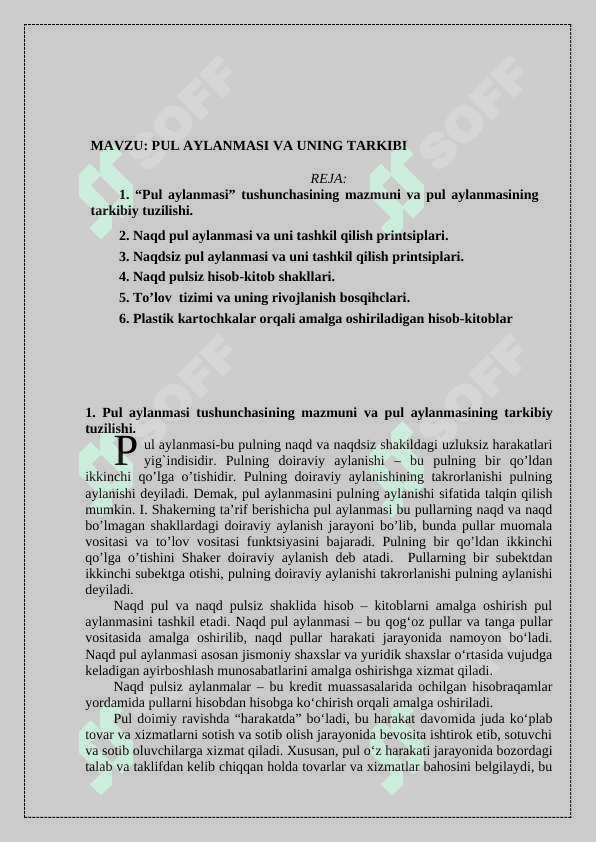 PUL AYLANMASI VA UNING TARKIBI 2