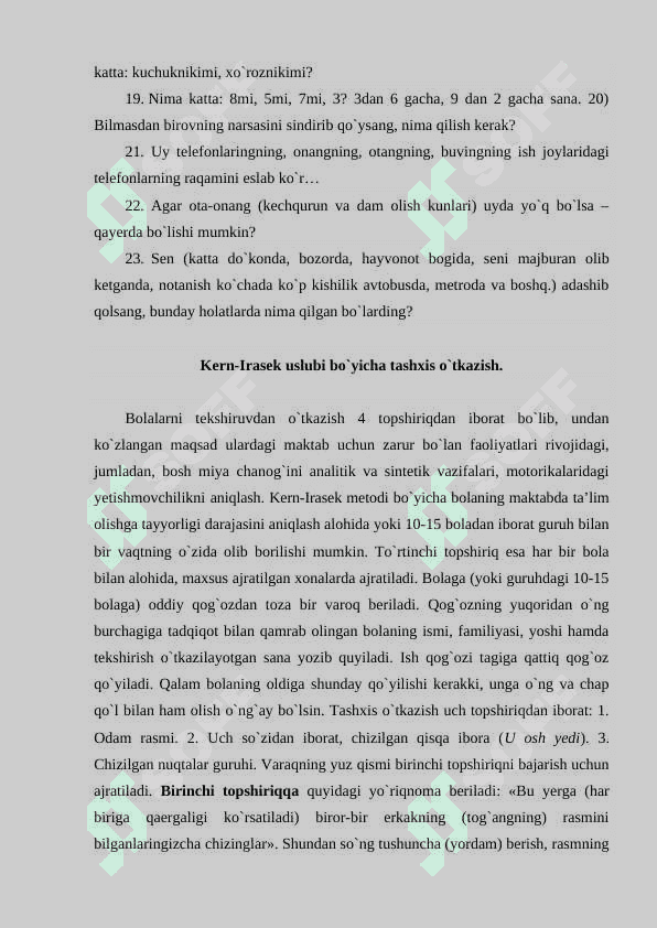 Bolalarning maktabda ta’lim olishga tayyorligini tashxislash usullari 5