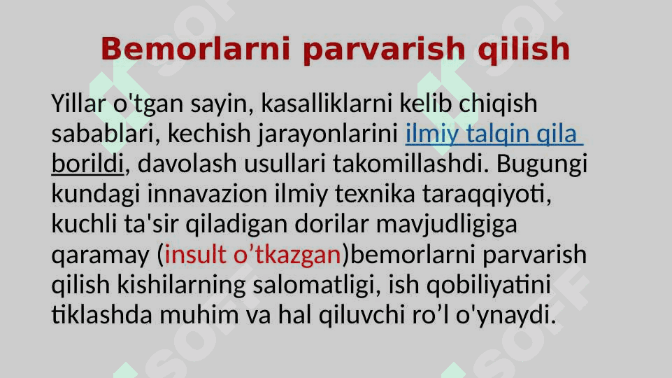 Bemorni parvarish qilish 4
