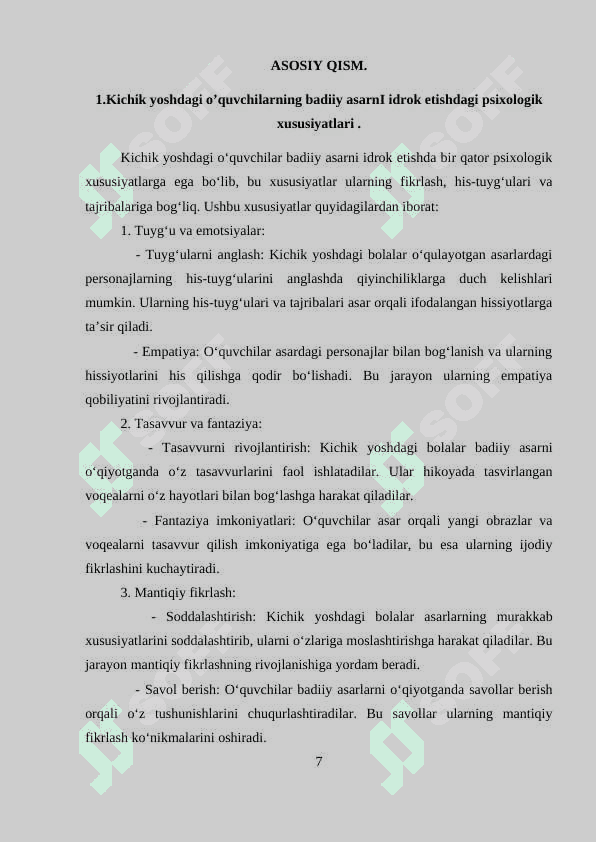Badiiy asarlarni janriy xususiyatlariga ko’ra o’rganish 7