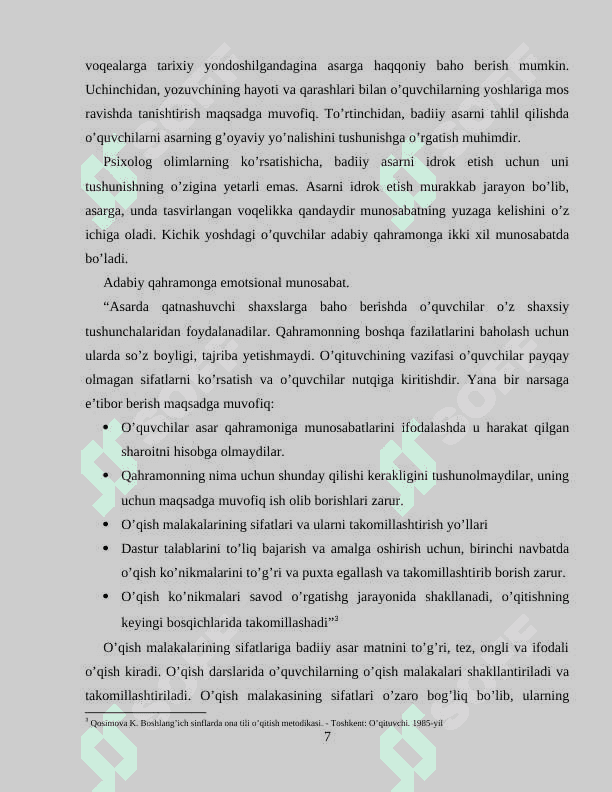 Boshlang‘ich sinfda badiiy asar ustida ishlash 7