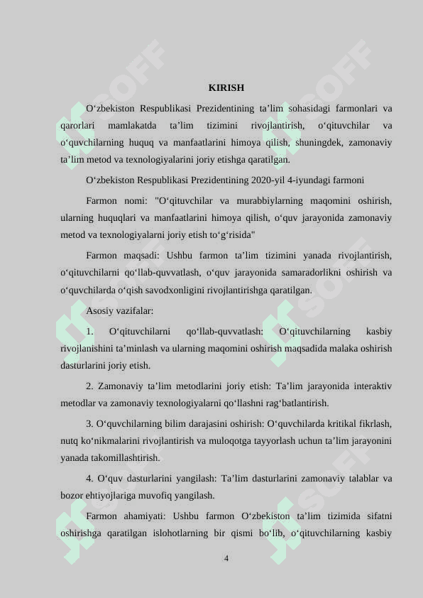 O‘qish savodxonligi darslarida nutq o‘stirish. O‘quvchilar bilimini hisobga olish 4