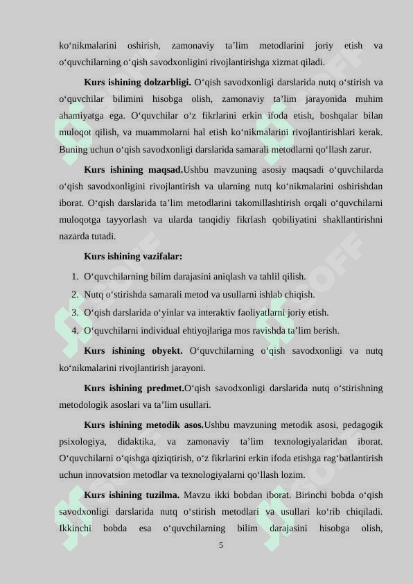 O‘qish savodxonligi darslarida nutq o‘stirish. O‘quvchilar bilimini hisobga olish 5