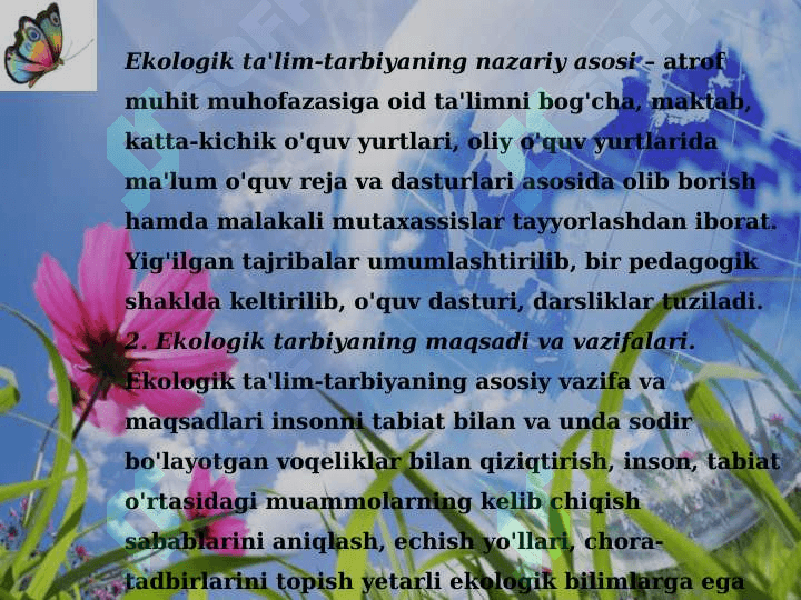 OʻQUVCHILARGA TABIATGA EZOZLASHGA OʻRGANISH 7