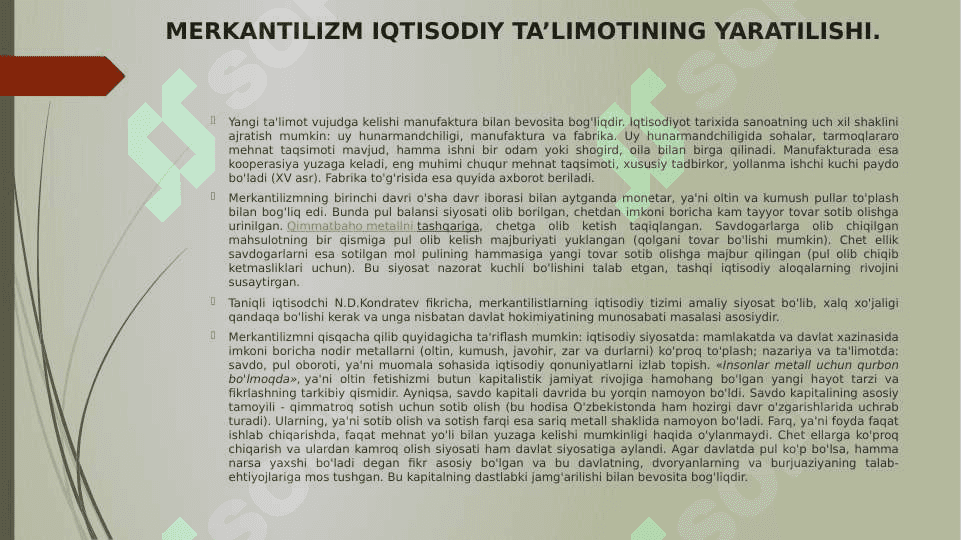 MERKANTILIZM IQTISODIY TA’LIMOTI 3