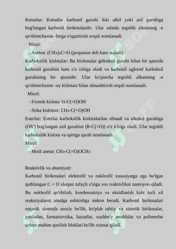 Karbonilli birikmalar. Aldegid va ketonlar 3