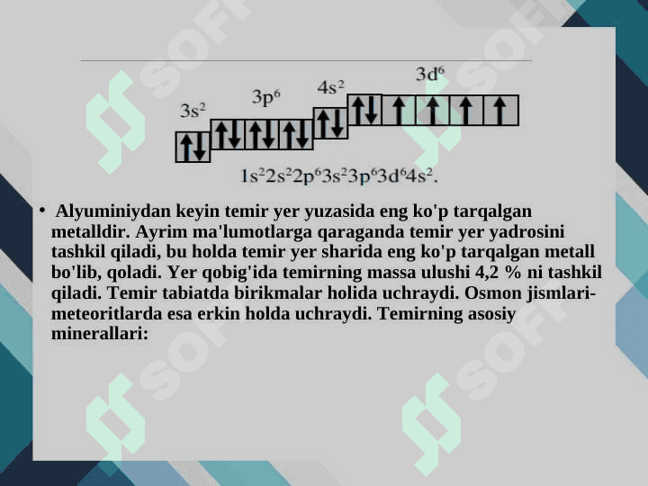 Temirning davriy sistemadagi o’rni 4
