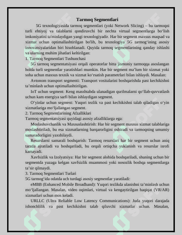5G TARMOQ ARXITEKTURASI 7