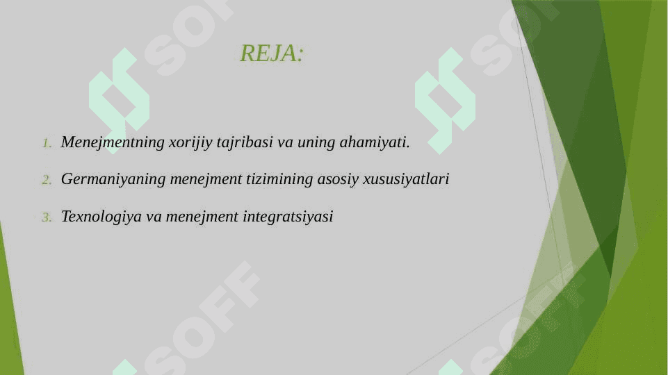 Menejmentning xorijiy tajribalari (Germaniya miqyosida) 2