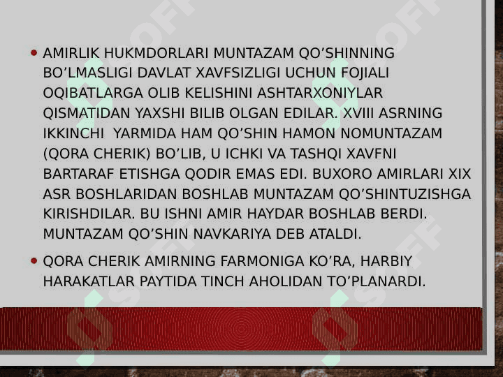 Buxoro xonligida (amirligida) harbiy ishlar. 3