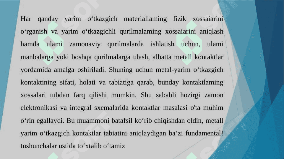 Metall yarim o‘tkazgichli kontakti 6