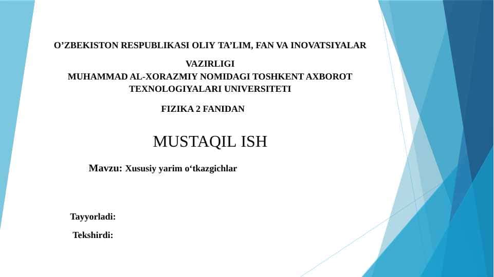 Xususiy yarim o‘tkazgichlar 1