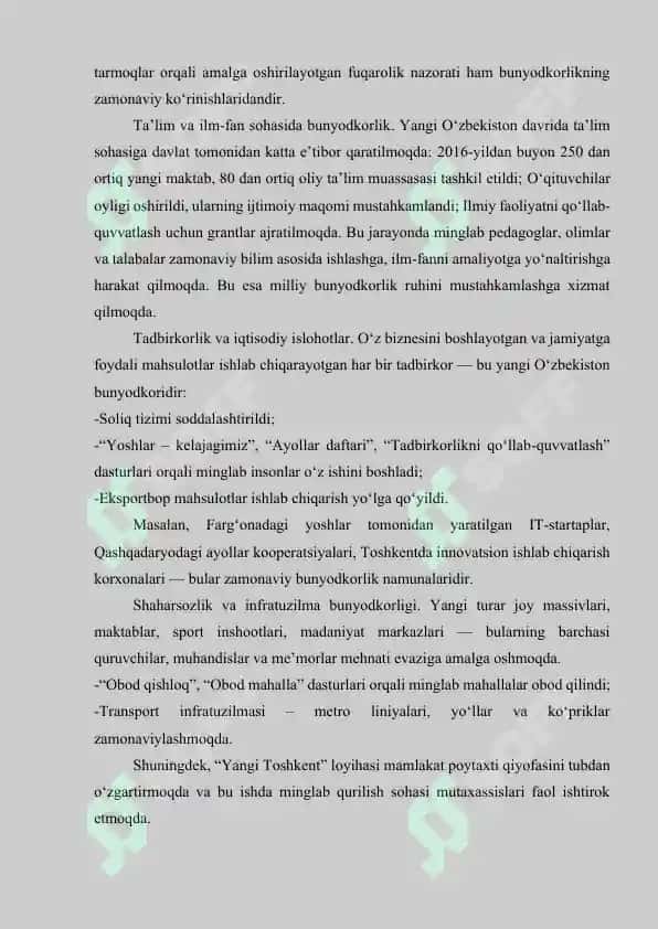 Yangi O‘zbekiston bunyodkorlari 4