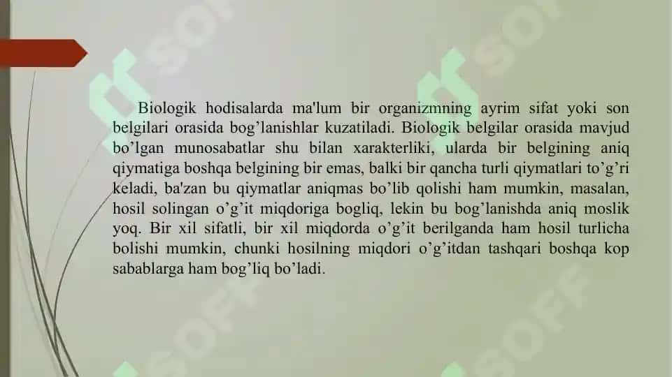 BELGILAR O’RTASIDAGI BOG’LIQLIKNI BAHOLASH 6