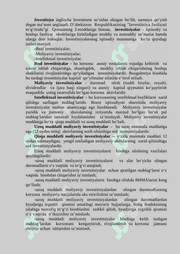 Investitsiyalar hisobi 2