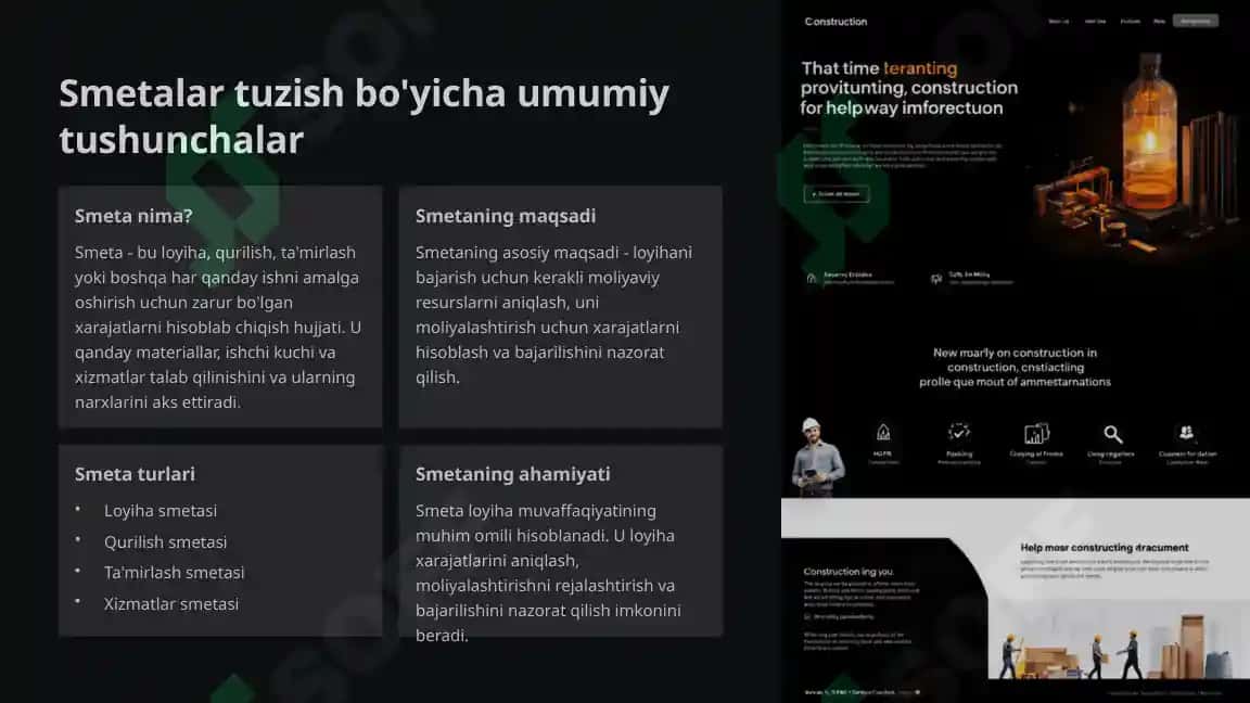 Smetalarni umumlashtirish, bajarilishini nazorat qilish va uni boshqarish 2