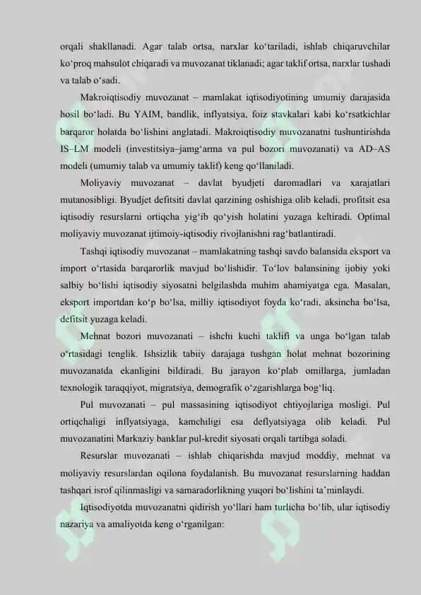 IQTISODIYOTDAGI MUVOZANAT TURLARI VA ULARNI QIDIRISH YO'LLARI 8