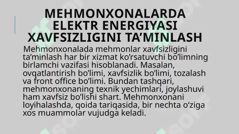 Mehmonxona xo’jaligida xavfsizlik xizmati 2