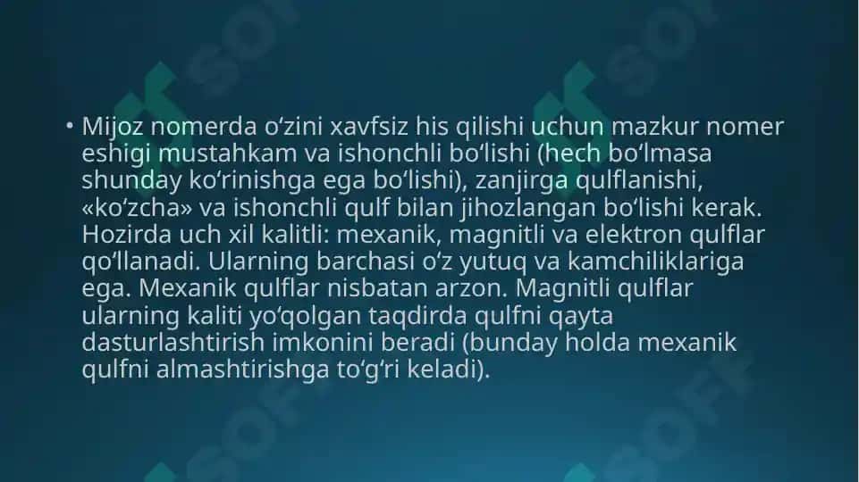 Mehmonxona xo’jaligida xavfsizlik xizmati 8