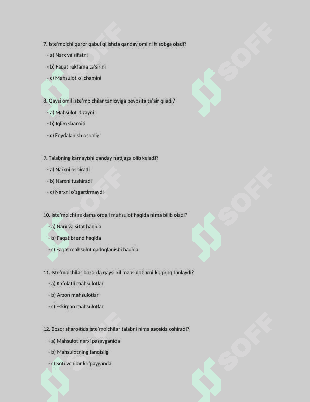 Iste’molchining bozordagi harakati 2