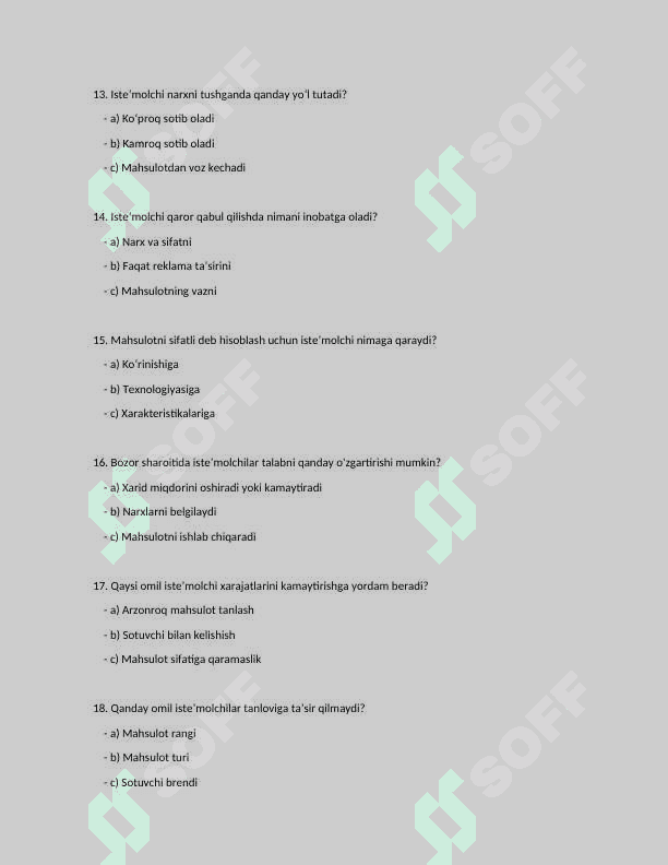 Iste’molchining bozordagi harakati 3