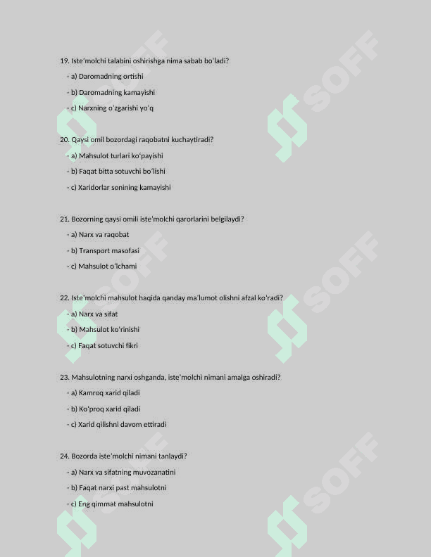 Iste’molchining bozordagi harakati 4