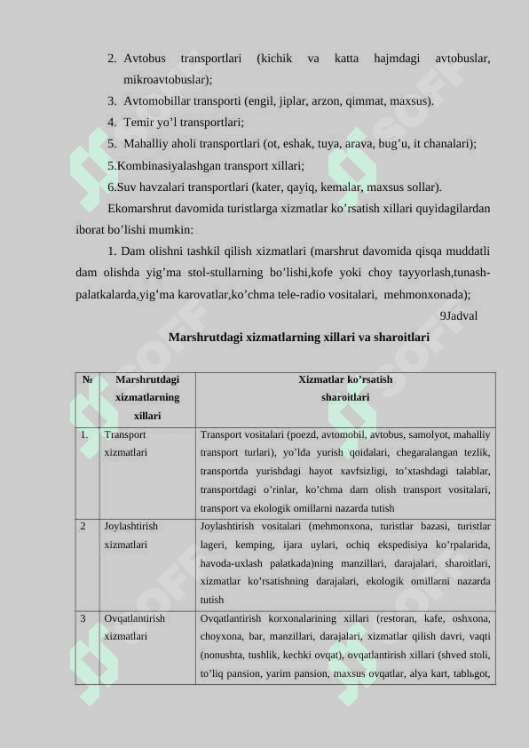 Ekоturizm mаrshrutlаridаgi xizmаtlаr. 2