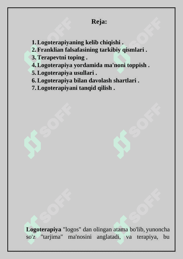 Logoterapiyaning paydo bo'lishi. 2