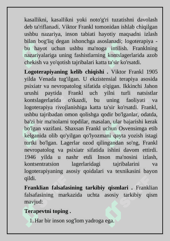 Logoterapiyaning paydo bo'lishi. 3