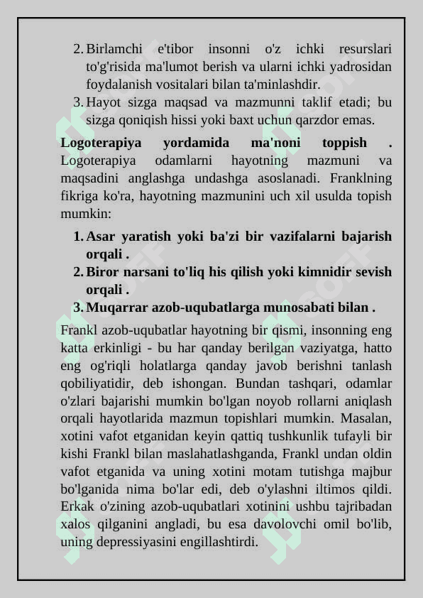 Logoterapiyaning paydo bo'lishi. 4