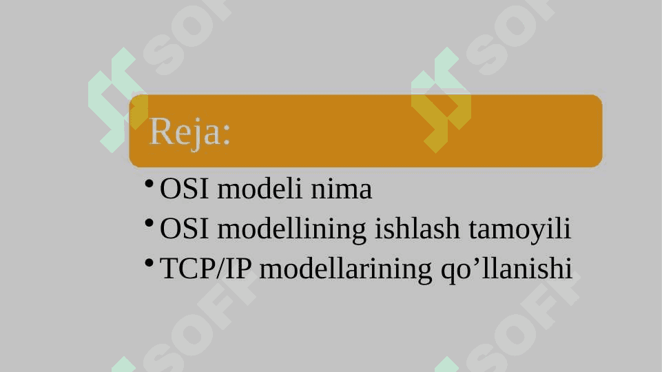 OSI VA TCPIP modellarining ishlash tamoyili, farqi va qo’llanish sohasi 3