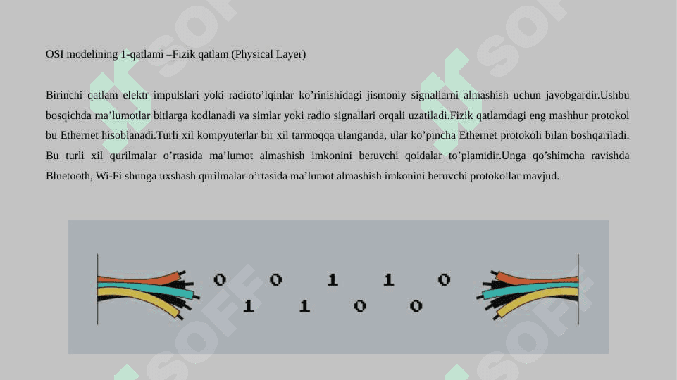 OSI VA TCPIP modellarining ishlash tamoyili, farqi va qo’llanish sohasi 8