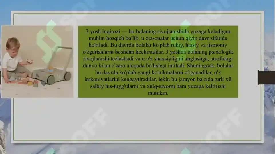 3-yosh inqirozi uning sabablari va alomatlari 3