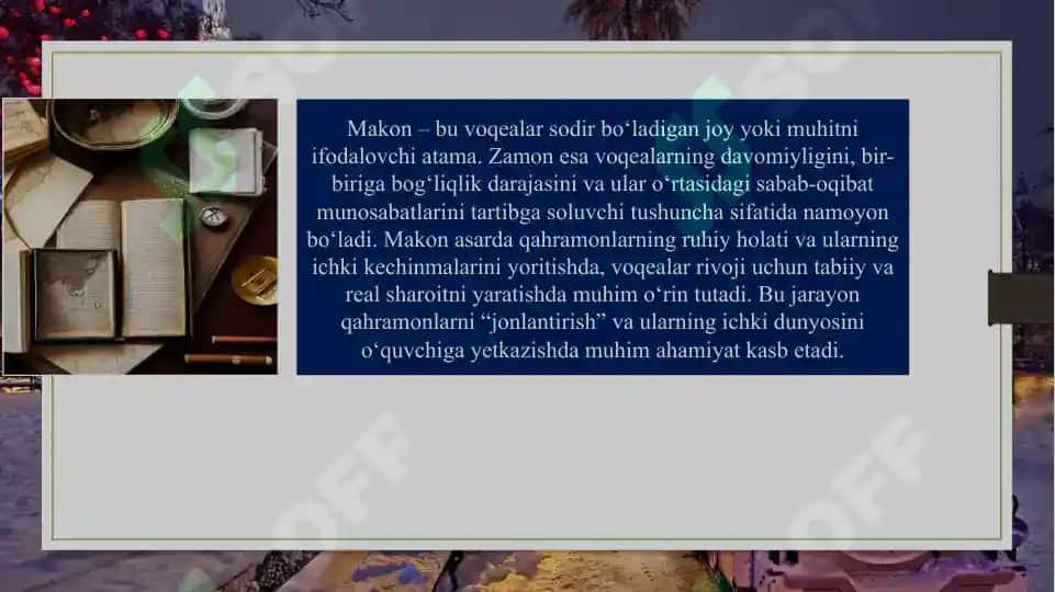 Adabiyotda makon va zamon roli va uning qahramon hamda syujetga ta’siri 3