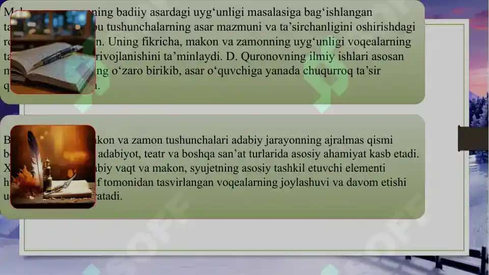Adabiyotda makon va zamon roli va uning qahramon hamda syujetga ta’siri 4