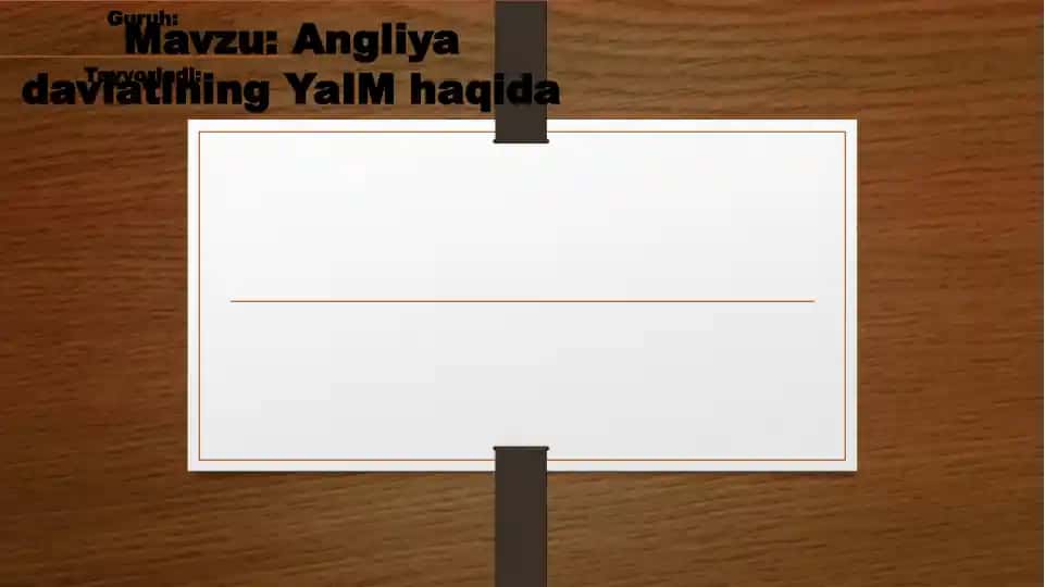 Angliya davlatining YaIM haqida 1