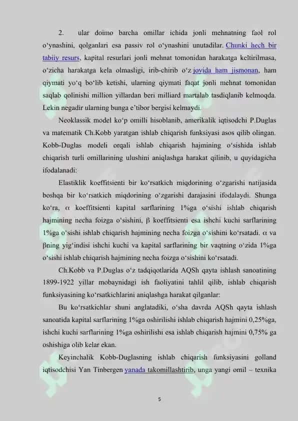 Iqtisodiy osishning neoklassik modellari. 5