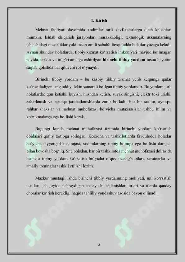 Mehnat faoliyatida birinchi tibbiy yordam 2