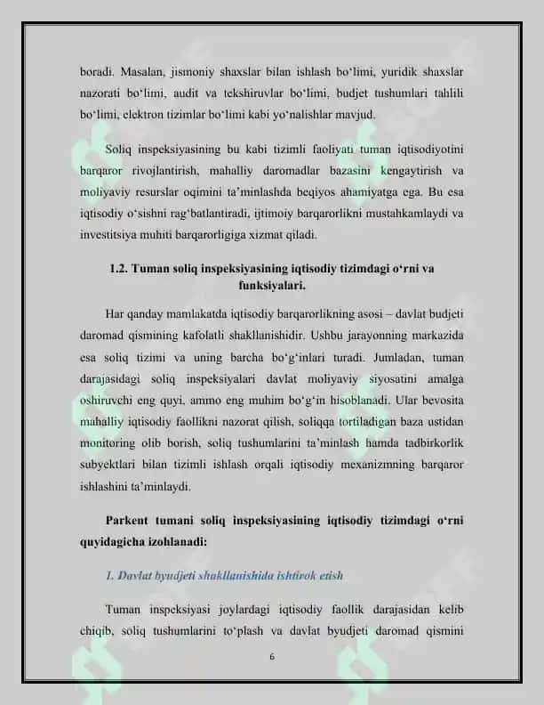 Parkent tumani soliq inspeksiyasi faoliyati va iqtisodiy ahamiyati 6